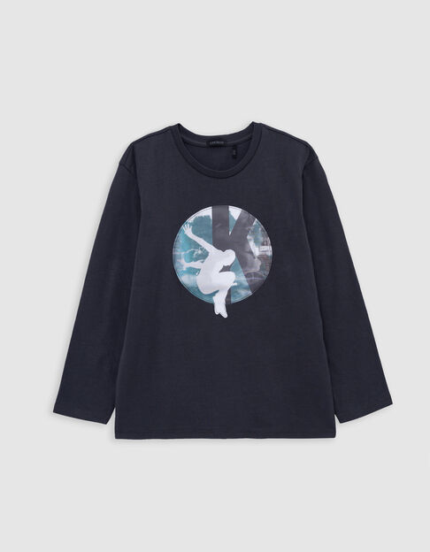 Boy's grey organic cotton lenticular T-shirt Paris - IKKS
