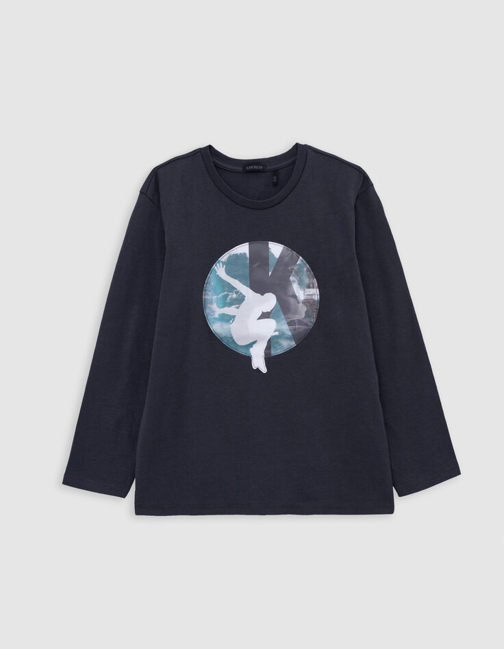 Lentikular-T-Shirt Grau, Biowolle für Jungen Paris-3