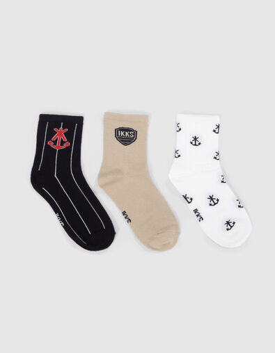 Boys’ navy, white and beige socks - IKKS