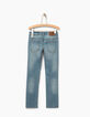 Boys' light blue distressed slim jeans -3