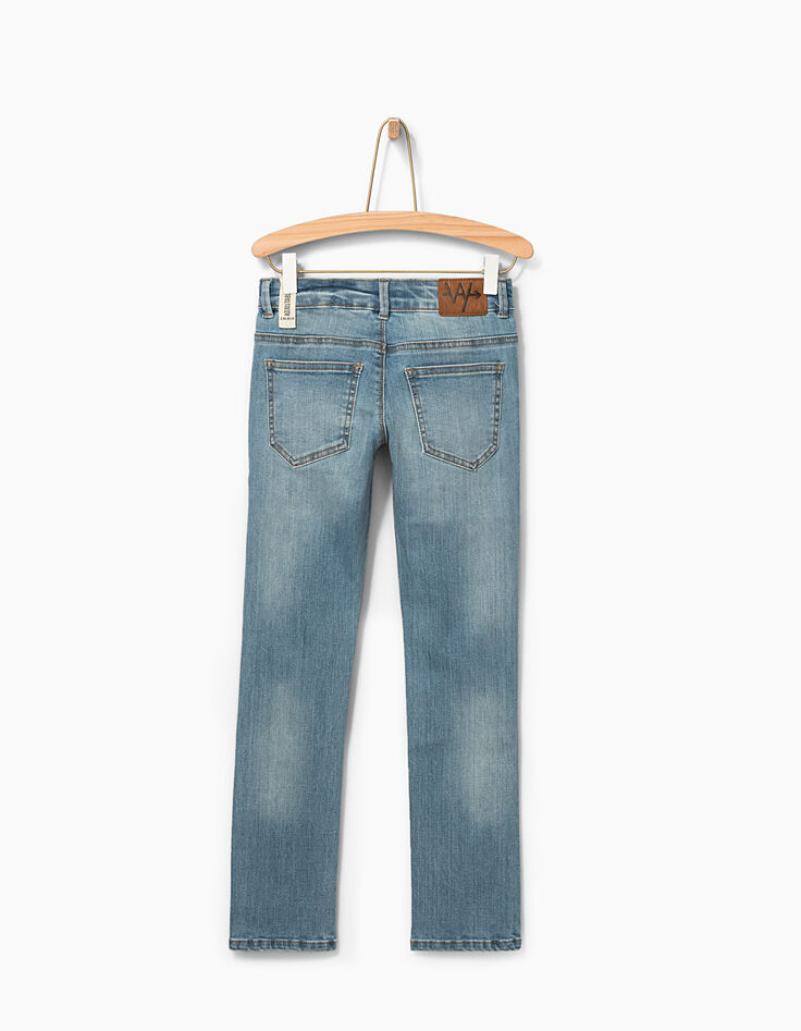Boys' light blue distressed slim jeans -3