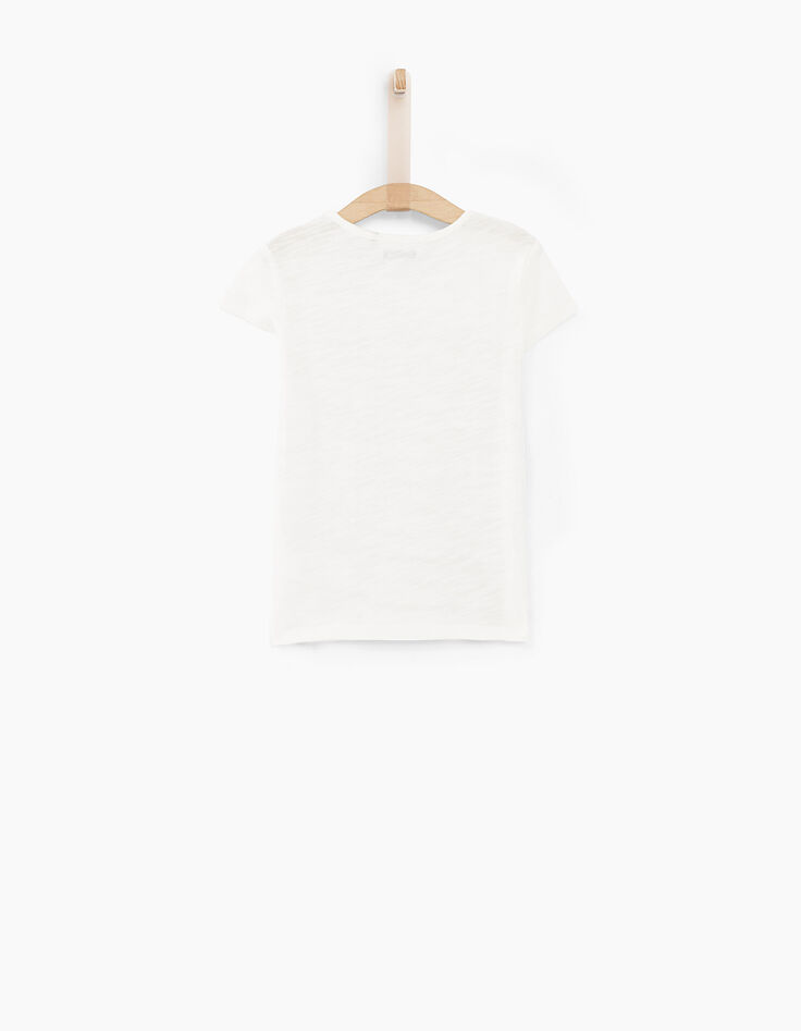 Tee-shirt blanc cassé rayé or brodé Amour fille-3