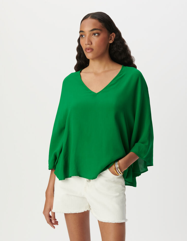 Blouse verte LENZING™ ECOVERO™ esprit cape-2