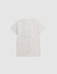 Boys’ beige marl T-shirt with IKKS flocked rubber logo-4