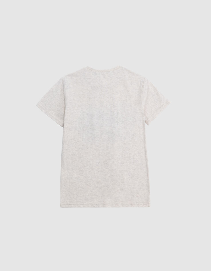 Boys’ beige marl T-shirt with IKKS flocked rubber logo-4