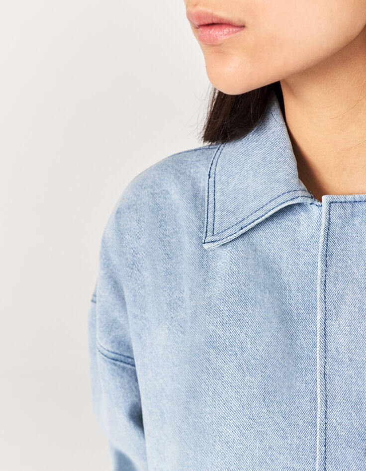 Women's patched-look organic denim jacket-5