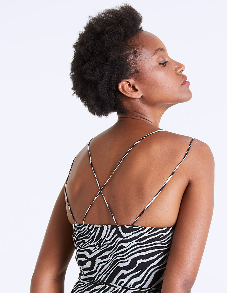 Robe longue en crêpe de viscose imprimé zèbre -3