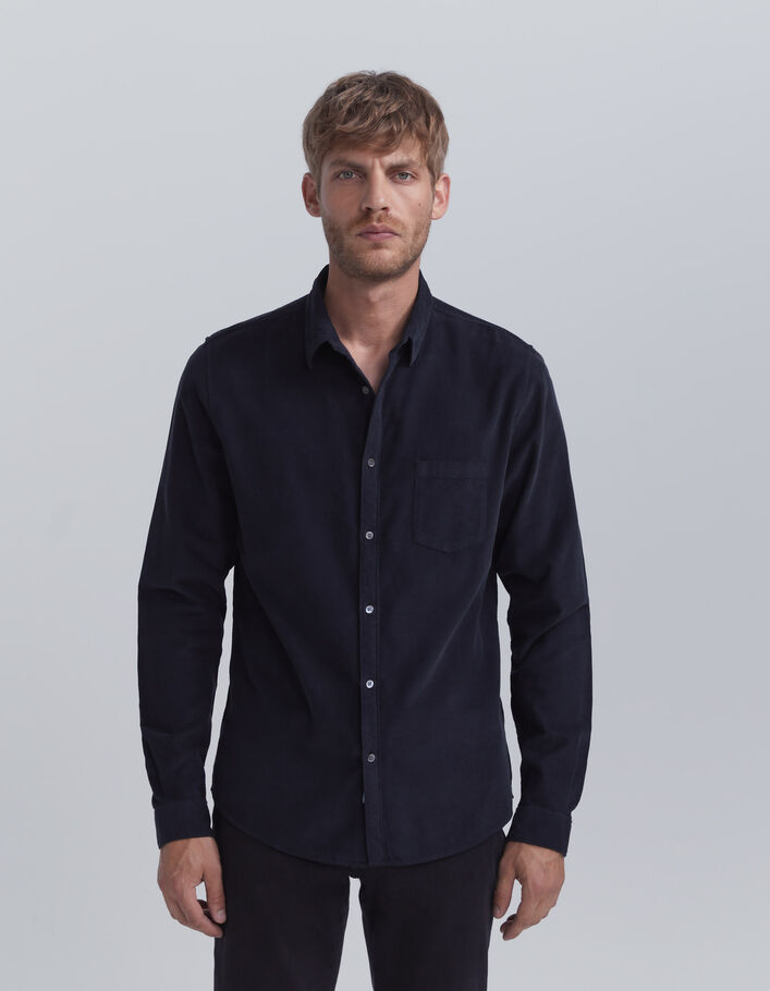 Chemise REGULAR marine en velours milleraies Homme-2