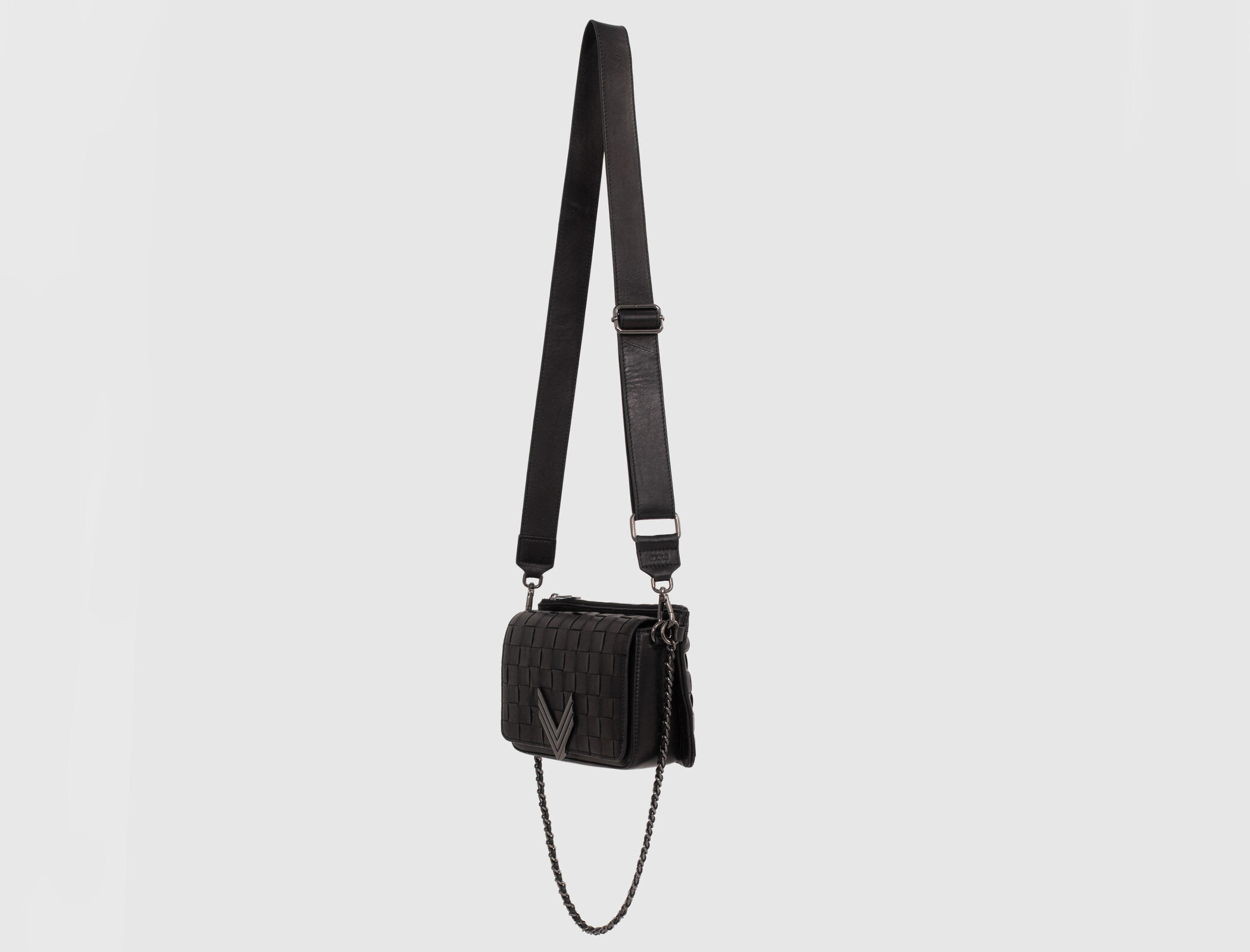 Bolso 111 TORINO cuero negro trenzado damero mujer IKKS