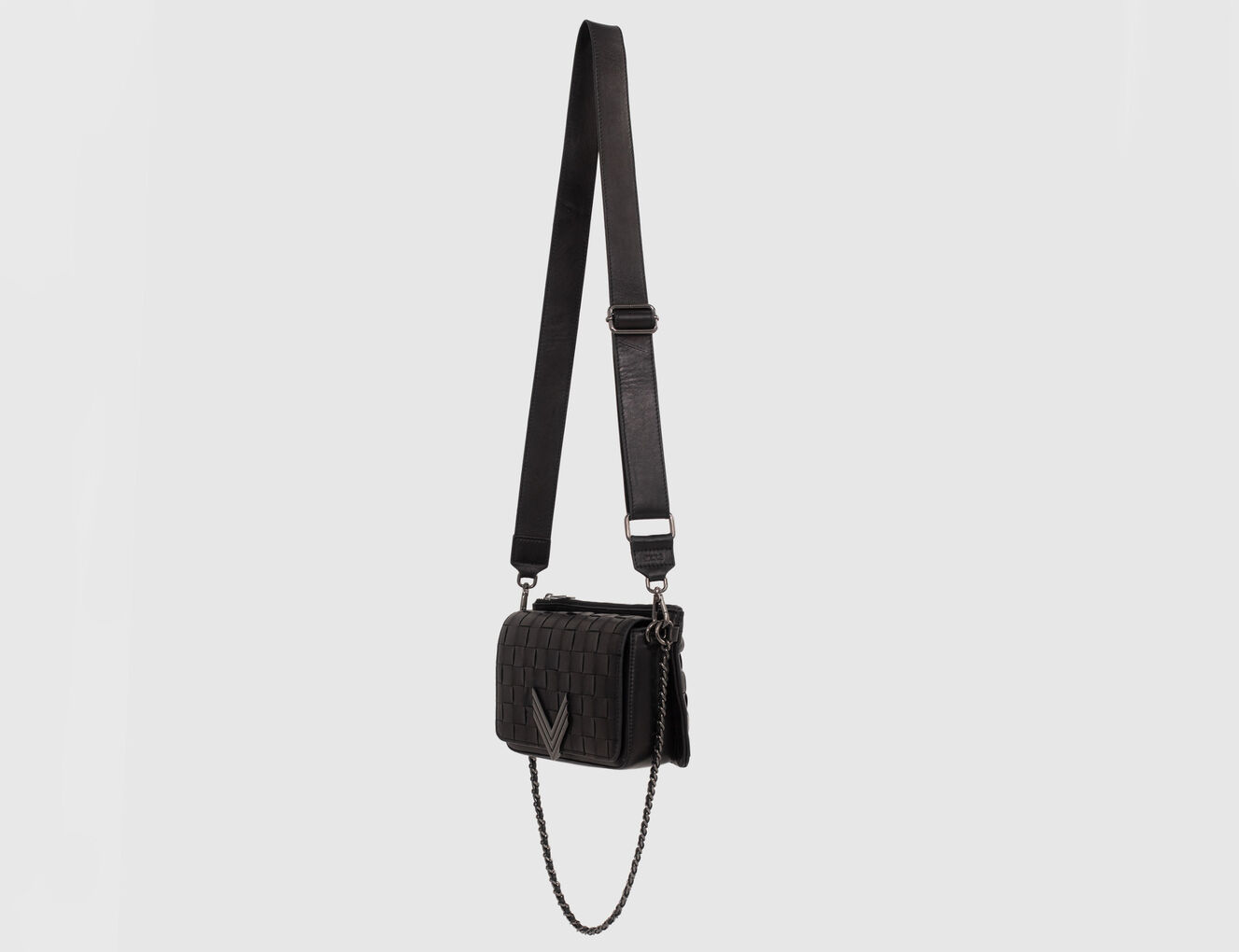 Women’s black checkerboard woven leather TORINO 111 bag - IKKS-9