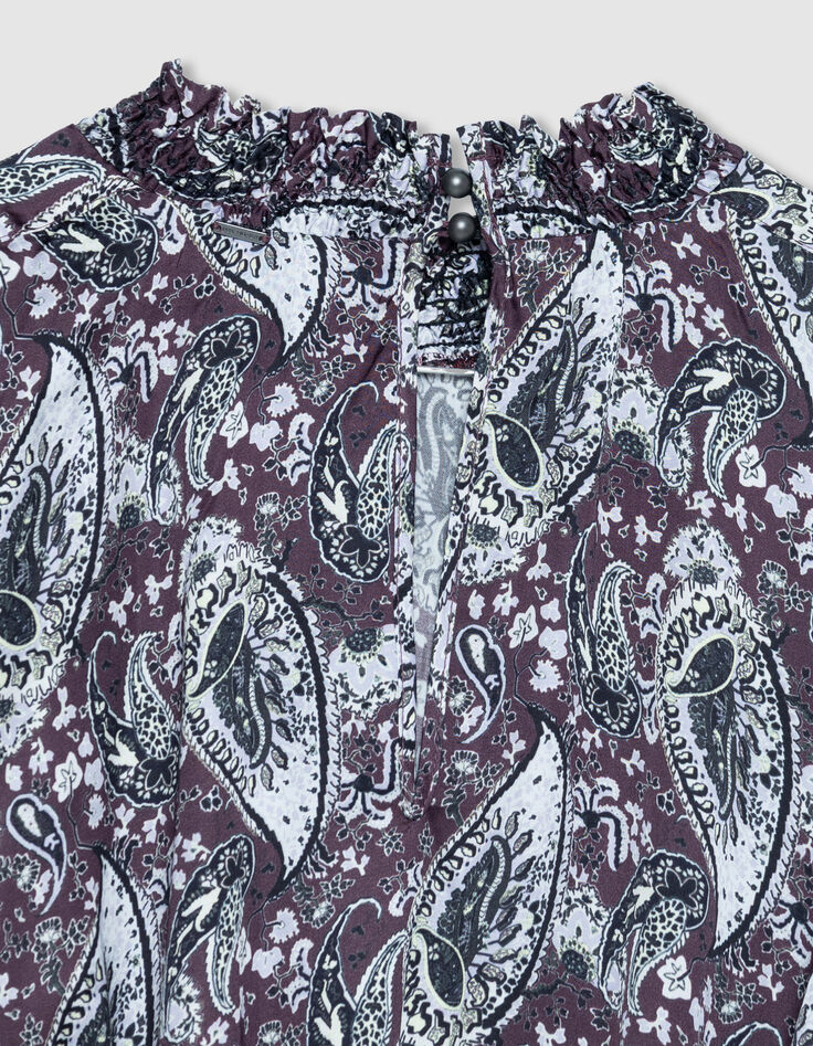 Women's burgundy paisley dress-5