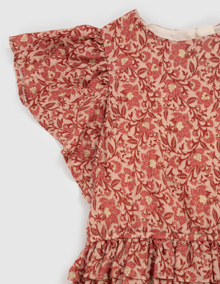 Rotes Mädchenkleid mit Blumenprint-3