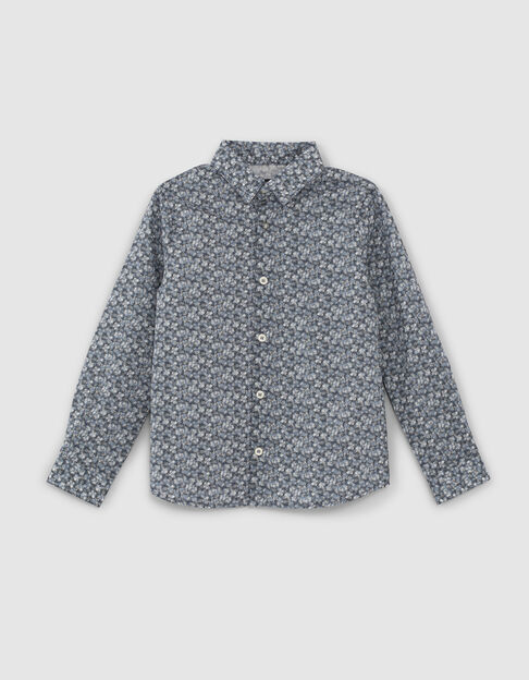 Boys’ grey flowery Liberty fabric shirt - IKKS