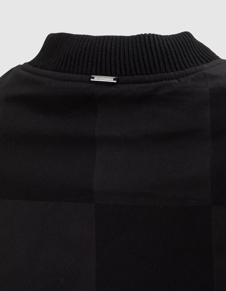 Schwarze Mädchen-Steppjacke, Ton-in-Ton-Schachbrettmuster-6