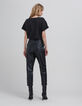Pantalón de mujer 7/8 rock negro zanahoria-3