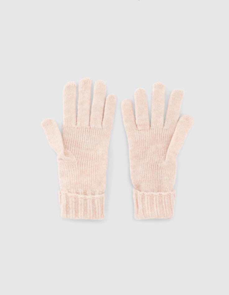 Girls’ pale pink knit gloves-3 Girls’ pale pink knit gloves-3