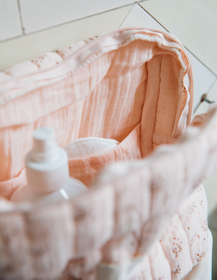 GABRIELLE PARIS pink organic cotton gauze toiletries bag-2