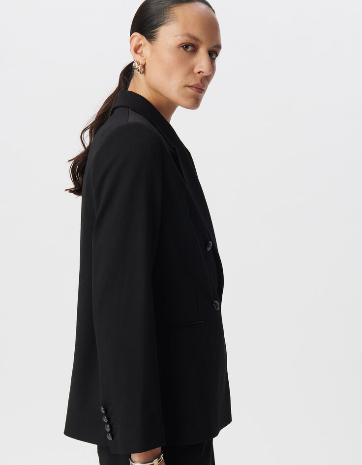 Women's black double-breasted suit jacket-4