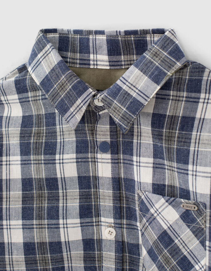Chemise indigo à carreaux garçon -2 Chemise indigo à carreaux garçon -2