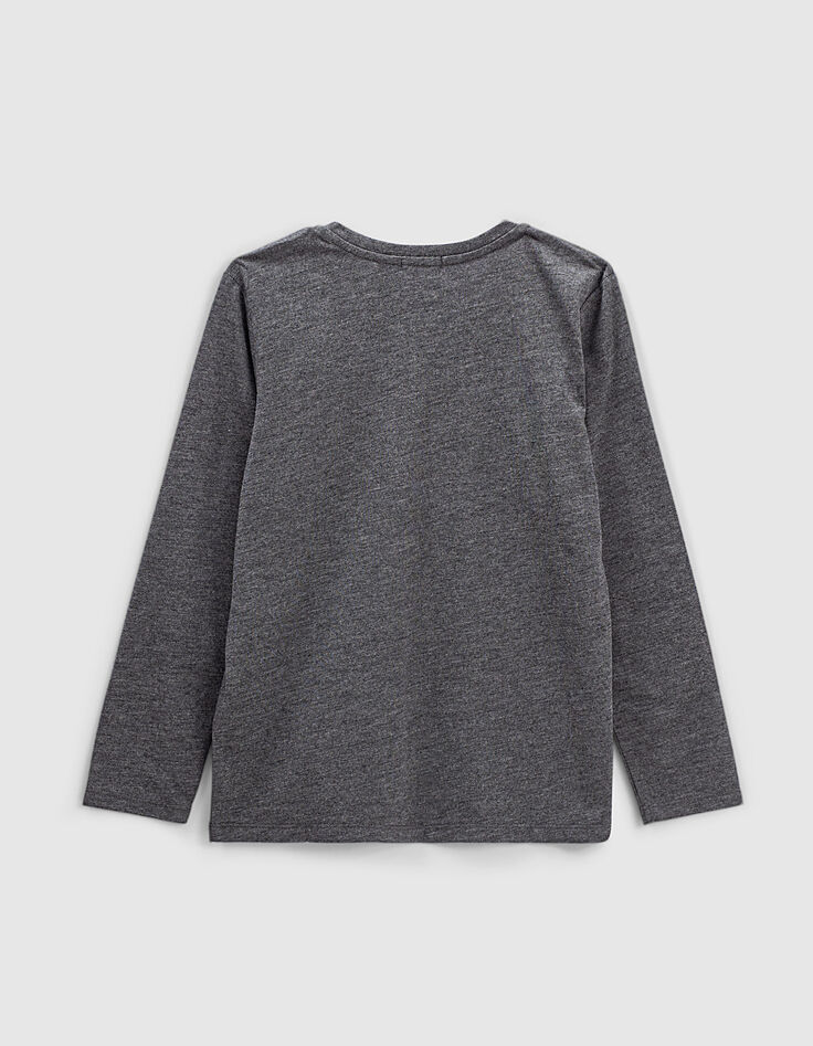 Boys' charcoal grey marl guitarist image T-shirt-4 Boys' charcoal grey marl guitarist image T-shirt-4