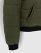 Chaqueta corta caqui cuello alto  mujer-2