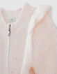Gebreid wit vest roze dupions rits babymeisjes-2