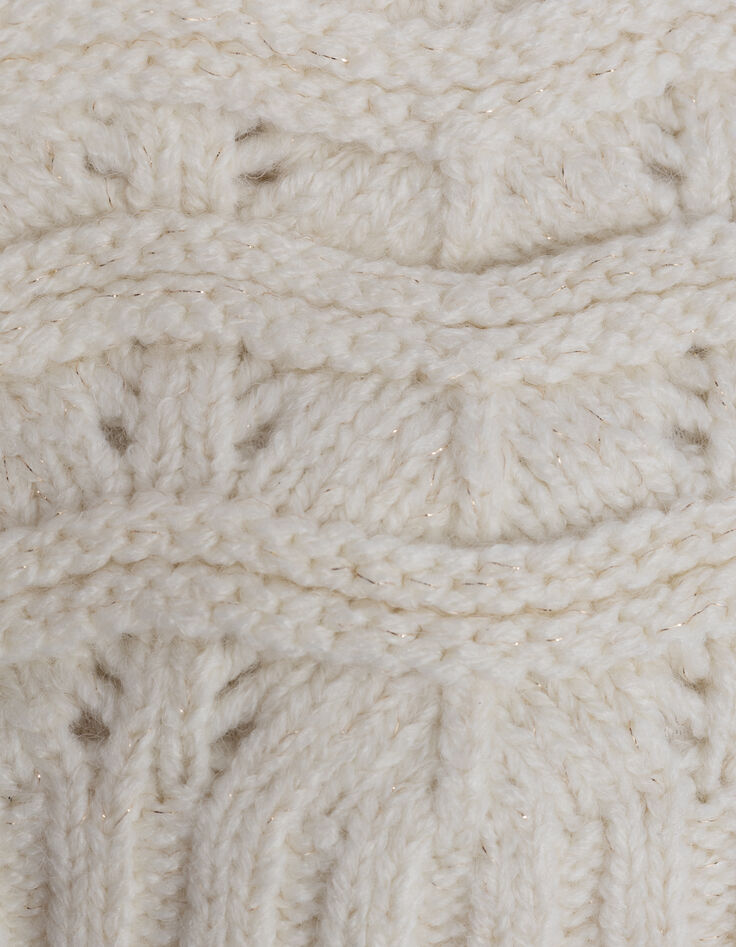 Gestrickter Pelzschn&uuml;rsenkel f&uuml;r M&auml;dchen in Ecru-6