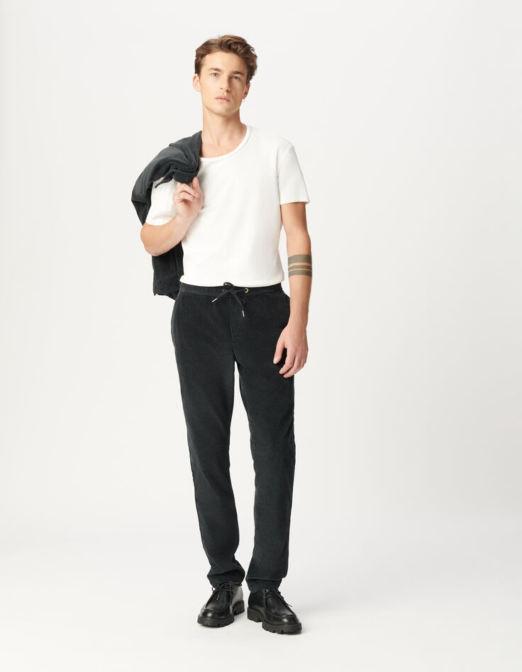 Jogpant gris velours côtelé Homme-1
