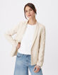 Veste de tailleur beige motif rayures tennis Femme-6