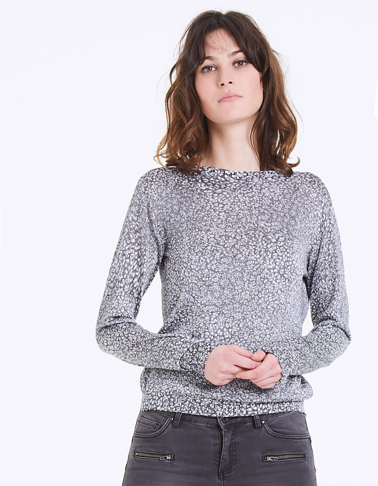 Cardigan maille tricot imprimé léopard femme-5