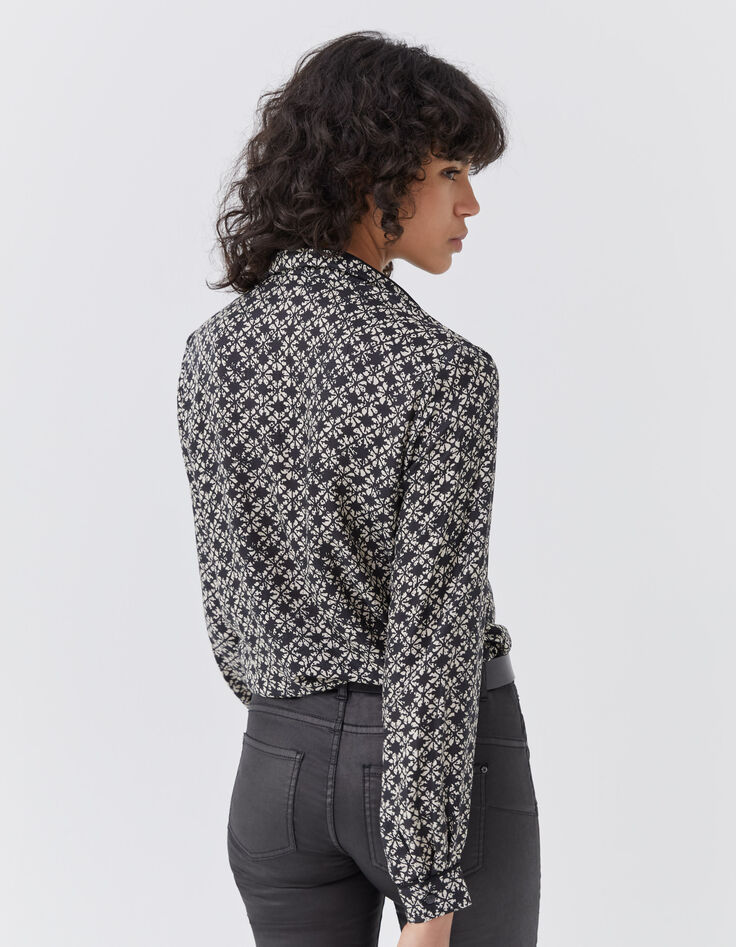 Hemdblouse Pure Edition in viscosezijde grafische bloem-2