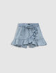 Jupe-short bleue effet portefeuille fille-4