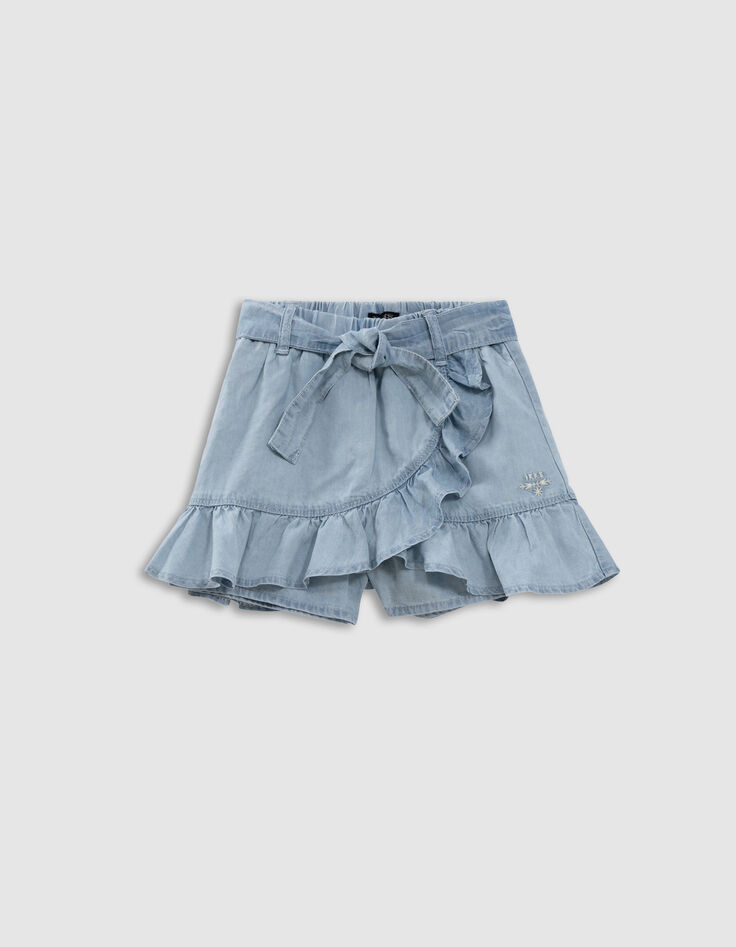 Jupe-short bleue effet portefeuille fille-4