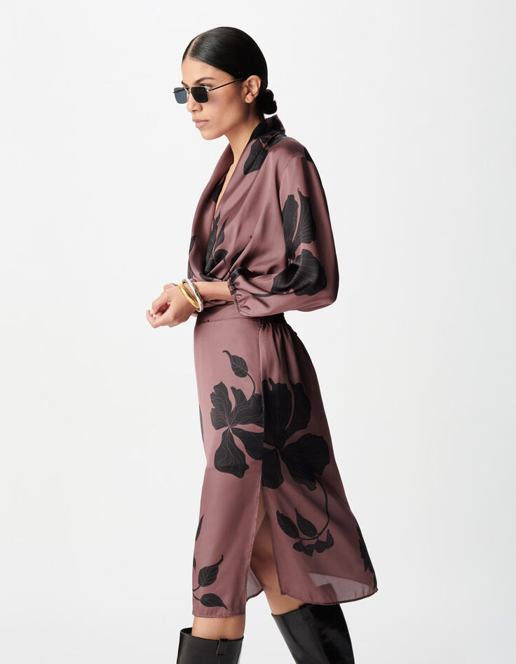 Mujer maxi vestido midi floral burdeos-2