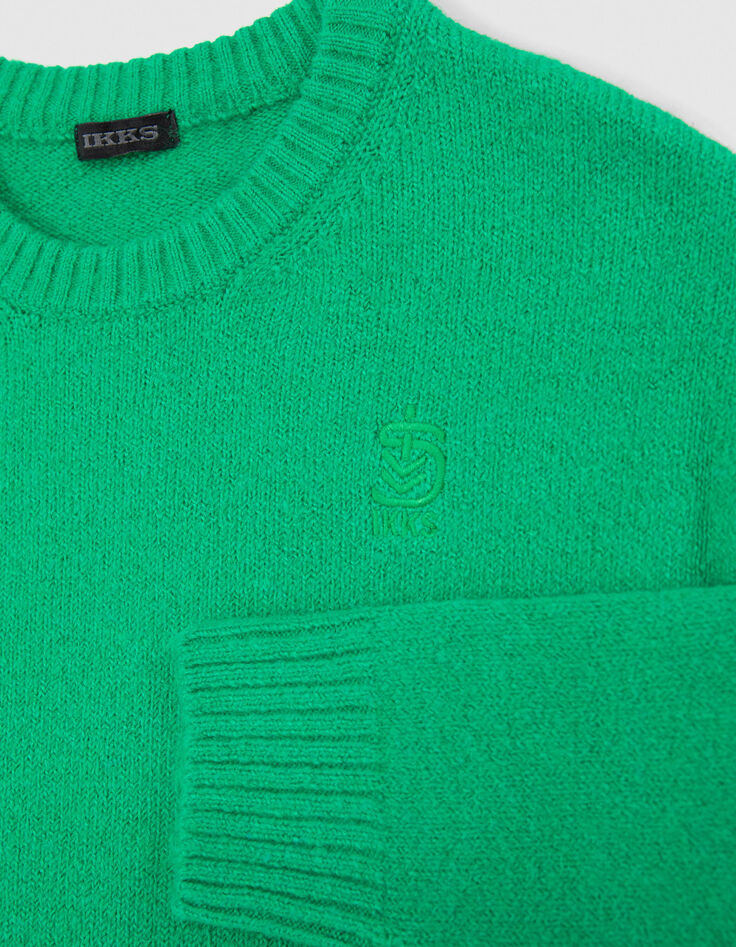 Grüner flauschiger Strickpullover für Jungen-8