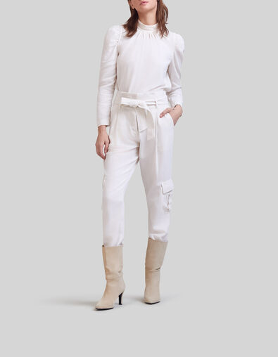 Pantalón battle blanco caliza algodón cinturón - IKKS