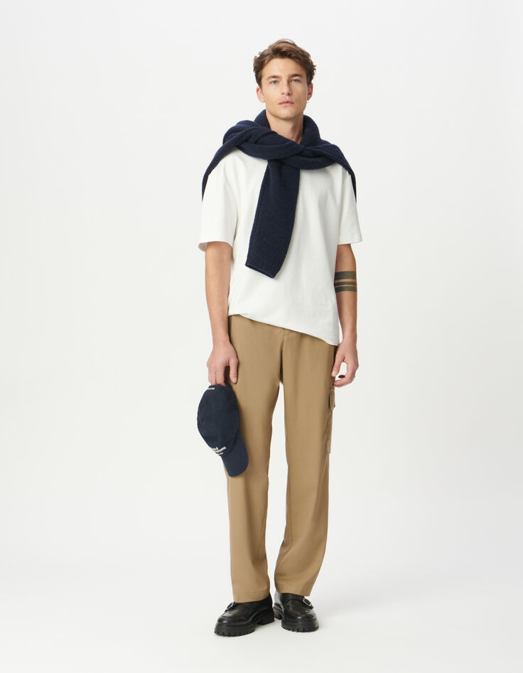 Men’s beige deconstructed cargo trousers-1