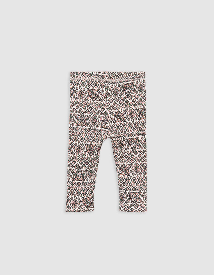 Leggings réversible ethnique graphique et vert bébé fille-5