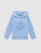 Sweat bleu à capuche motif soleil-lune garçon-3