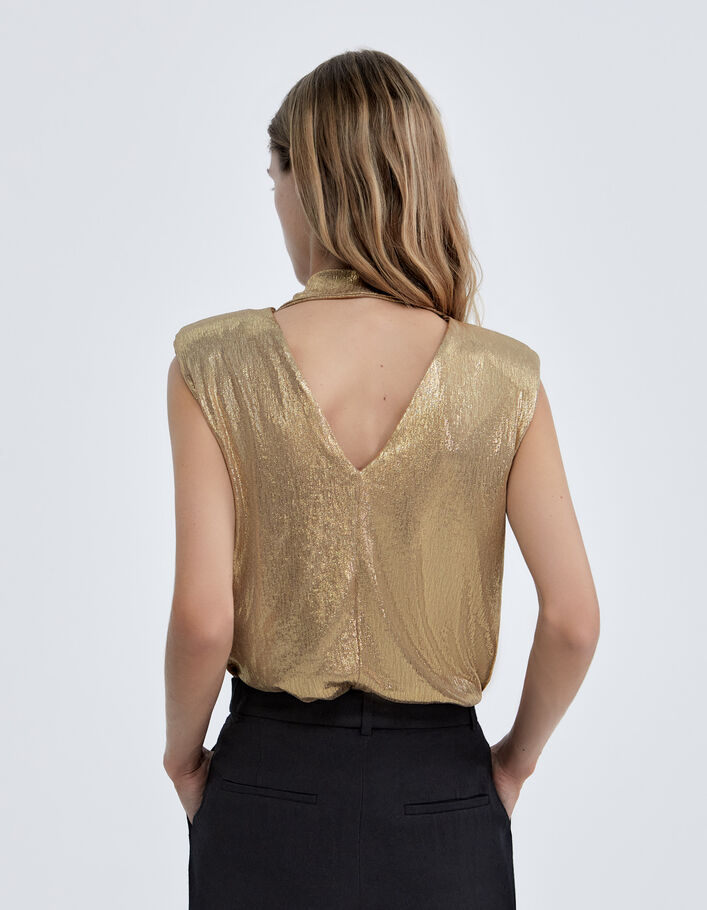 Pure Edition-Women’s gold draped-neck top-2