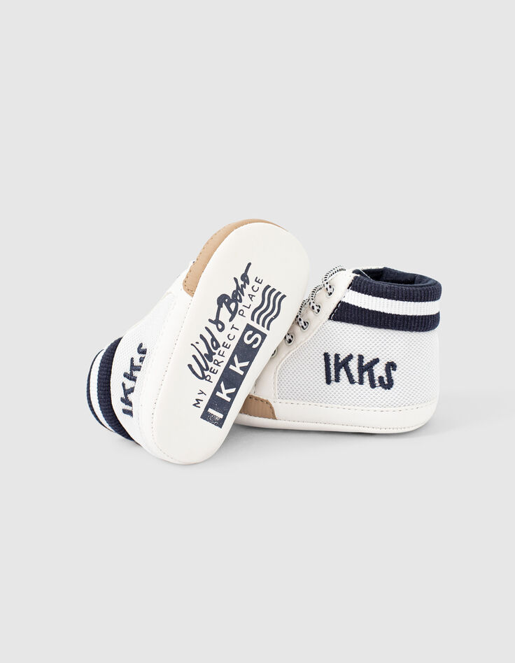 Baby boys' navy striped off-white mesh trainers-4
