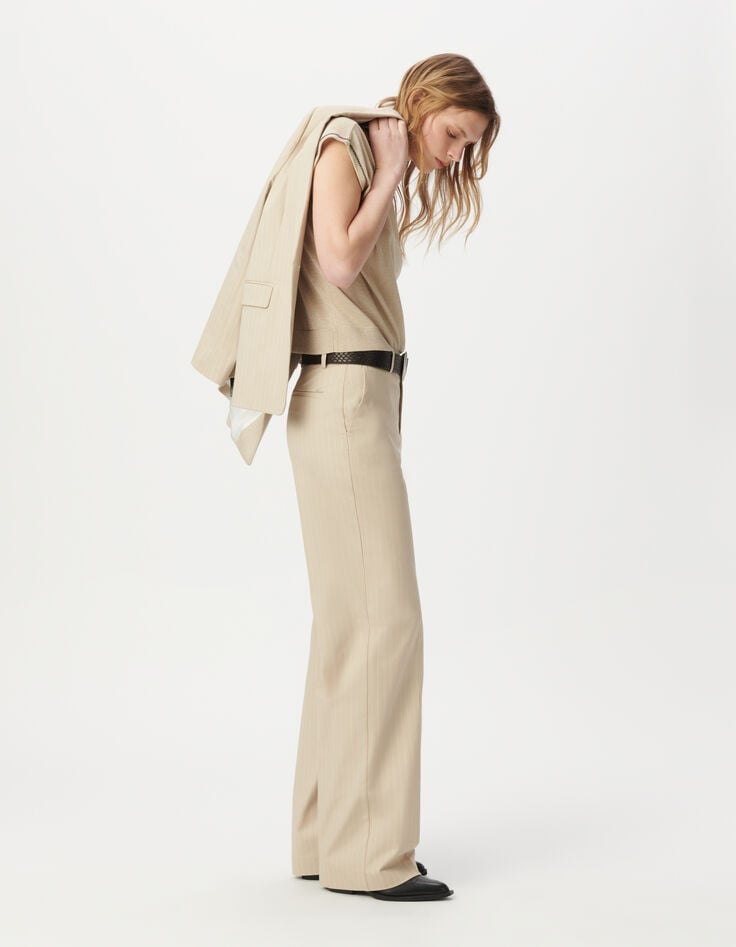 Women’s beige pinstripe suit trousers-2 Women’s beige pinstripe suit trousers-2