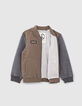 Jungen-Bomberjacke, zwei Stoffe in dunklem Khaki und Grau -5