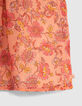 Girls' orange flowery print dress-6