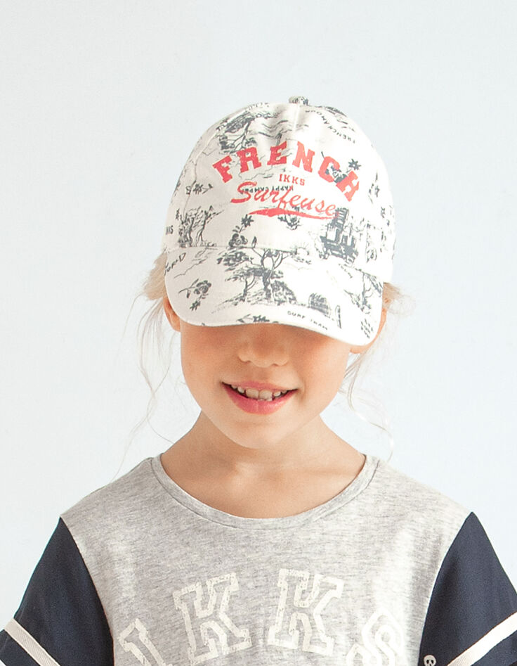 Casquette écrue imprimé toile de Jouy fille-2