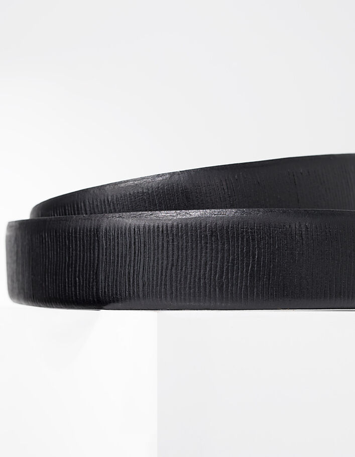 Men's black leather ridged belt - IKKS