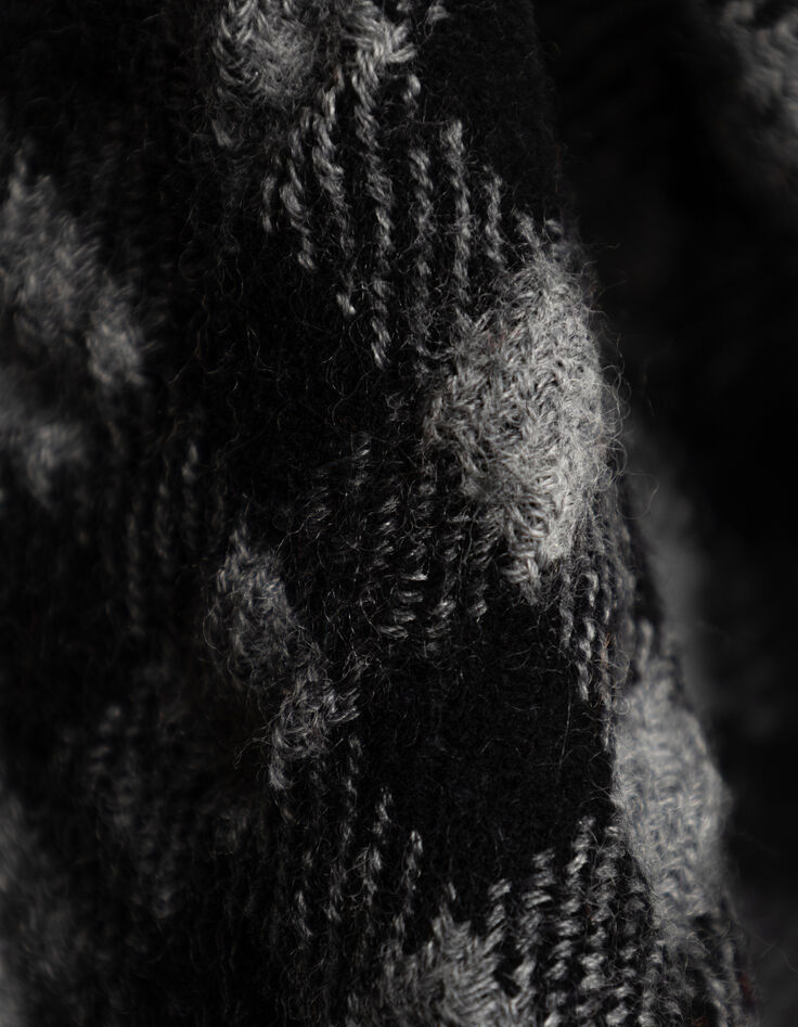 Women’s grey check square scarf-4