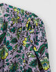 Lila Damenkleid, Drapé-Effekt, Maxi-Blumenprint-7