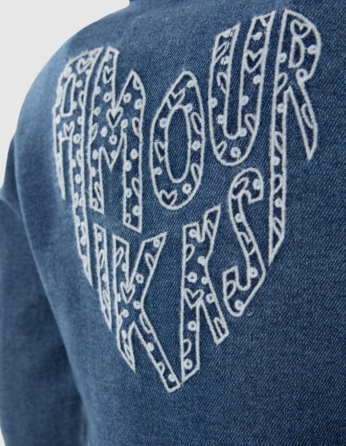 Girls' blue waterless denim jacket, XL embroidery on back - IKKS