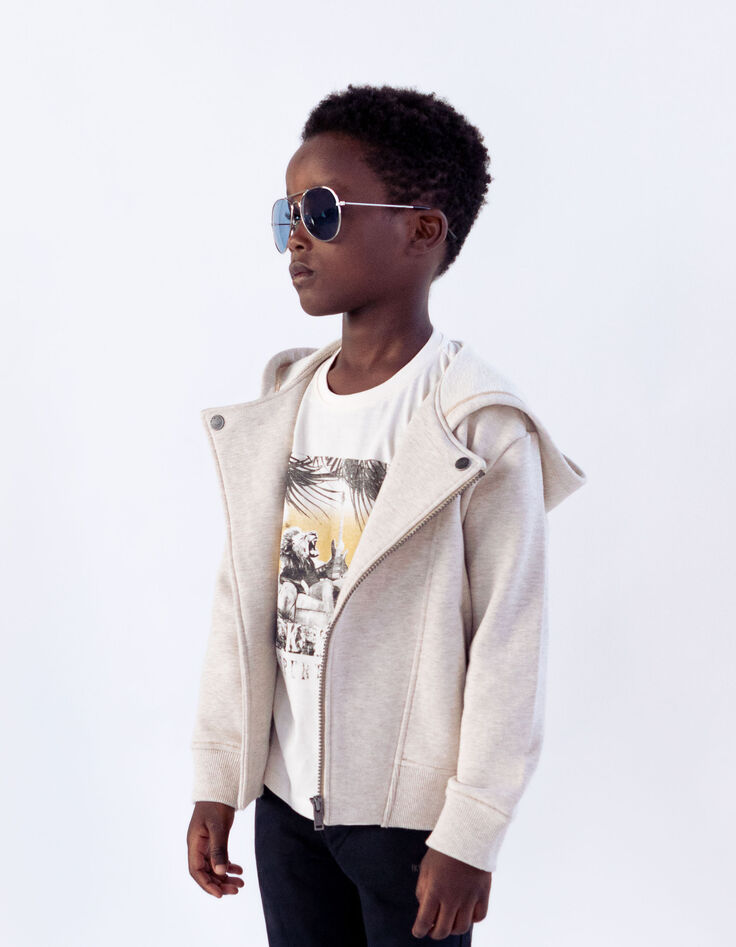 Beige vest in bikerstijl borduursel rug jongens-2
